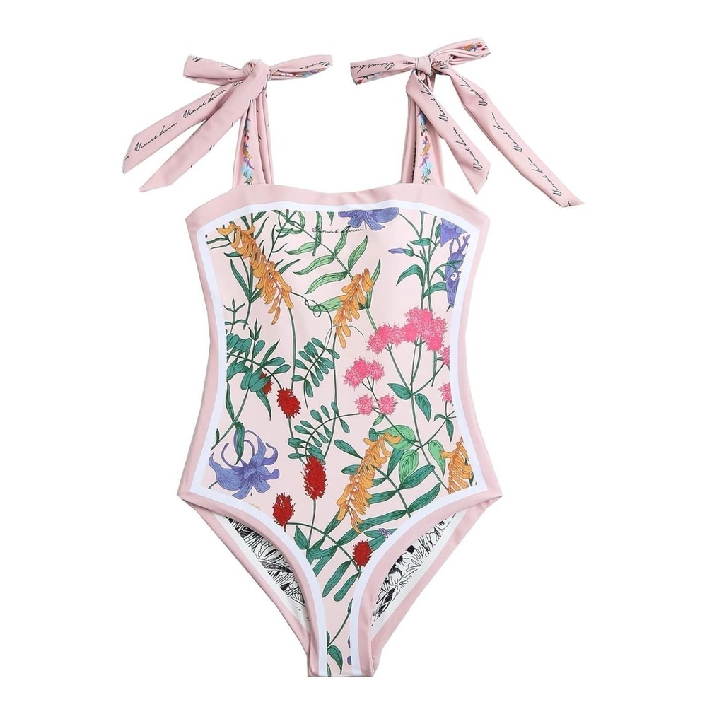 KUFEIUP Women's Summer Swimsuit Reversible Square Neck Floral Swimsuit